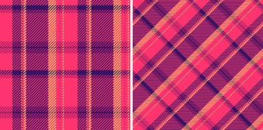 Tartan kontrolünün kumaş dokusunda kumaş arkaplan desenli ekoseli vektör dokusu. Kanepe örtüsü için günbatımı renginde örtün..