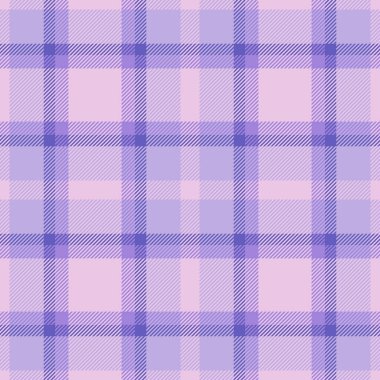 Pürüzsüz tartan, yumuşacık tekstil desenli. Moda vektörü kumaş arka plan ekoseli ışık ve çivit renk paleti.