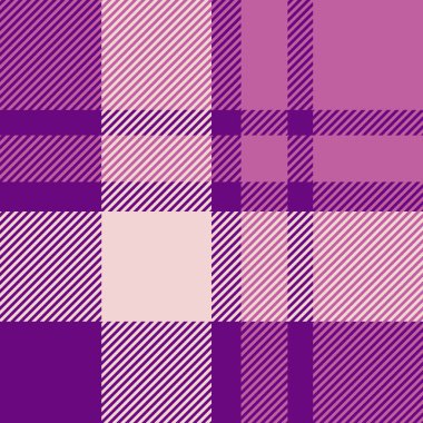 Şık kontrol vektör deseni, köpek dişi desenli dikişsiz ekose. Bahçe tartan arka plan kumaşı mor ve pembe renk paleti.