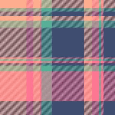 Çağdaş desenli tartan kumaş, tekstil vektörünü kontrol et. Özelleştirilmiş doku dikdörtgen arkaplan ekoseli mavi ve turuncu renk paleti.