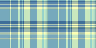 Tekstil desen vektörü, ufuk tartan desen kontrolü. 70 'lerin kumaşsız arka plan ekoseli cyan ve pastel renk paleti..