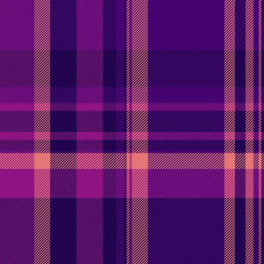 Kültürel, pürüzsüz arkaplan, desenli ekose kumaş. Ağ kumaşı tartan koyu ve mor renk paletinde vektörü kontrol et.