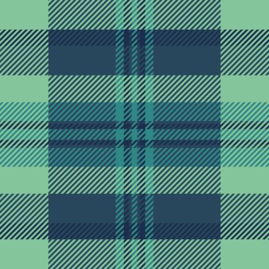 Sektör ekose vektör tartan, düzenli, pürüzsüz doku kontrolü. Tatil arkaplan tekstil desen kumaşı cyan ve yeşil renk paleti ile.