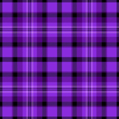 Vektör kontrol şablonunu özelleştir, tekstil tartan arkaplanı yazdırılıyor. Oturma odası kumaşı pürüzsüz desenli ekose mor ve siyah renk paleti.