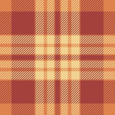Çok renkli tekstil denetimi, lüks kumaş vektör dokusu. Koyu tartan arka plan, kırmızı ve turuncu renklerde ekosesiz ekose..