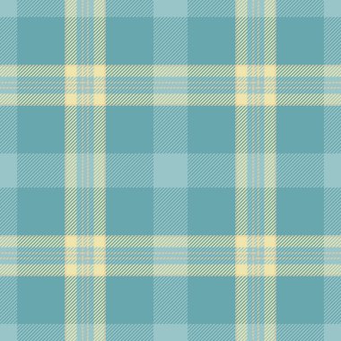 İnce bir tartan ekoseli arka plan, mükemmel dokusuzluk kontrolü. Tekrarlanabilir desenler. Cyan ve Pastel renk paletinde kumaş vektör deseni..