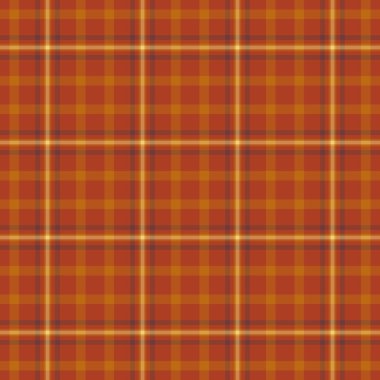 Meksika dokusu, tekstil, kusursuz ekoseli kumaş kontrolü. Turuncu ve kırmızı renk paletinde Valentine desenli tartan kumaş vektörü.