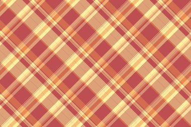 Hippi kumaşı kusursuz, olgun tartan ekoseli. Turuncu ve kırmızı renk paletinde işaretlenmiş desen vektörü.