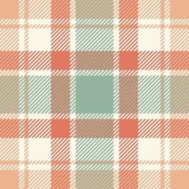 Paçavra desenli, ekoseli, İrlandalı vektör tekstil arka planı. Bandana tartan desen kumaş eski dantel ve turuncu renk paletinde kontrol.