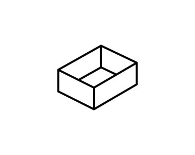 Teslimat vektör simgesi. Kargo karton kutu simgeleri. Karton paket imzalama çizgisi geometrik şekilleri.