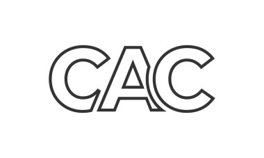 Güçlü ve modern kalın metin ile CAC logo tasarım şablonu. Basit ve minimal tipografi içeren ilk tabanlı vektör logosu. Moda şirket kimliği.
