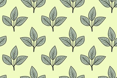 El çizimi çiçek desenli vektör tasarımı. Bitki ve yaprak ile basit bir süs. Kumaş baskı kumaşı.