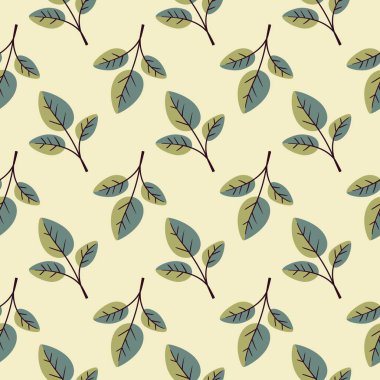 El çizimi çiçek desenli vektör tasarımı. Bitki ve yaprak ile basit bir süs. Kumaş baskı kumaşı.