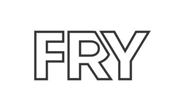 Güçlü ve modern kalın metinli FRY logo tasarım şablonu. Basit ve minimal tipografi içeren ilk tabanlı vektör logosu. Moda şirket kimliği.