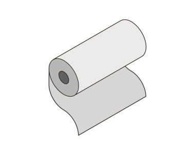 Tekstil rulo vektör simgesi. Kağıt tüp illüstrasyon tasarımı mutfak havlusu, halı, kaydırma ne adam ya da kumaş.