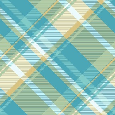 Ağ kusursuz özgeçmiş kontrolü, erkek dokusu desenli ekose. Cyan ve sarı renk paletinde doğrusal kumaş tartan tekstil vektörü.