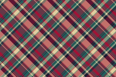 Yakışıklı ekose arka plan deseni, kaba tartan vektör kontrolü. Çapraz dikişsiz kumaş pastel kumaş ve kırmızı renk paleti..