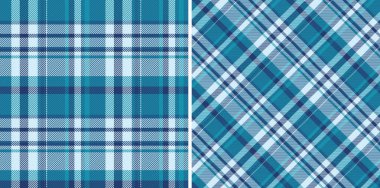 Tekstil tartan dokusunun ekosesiz desenli ve vektör kumaş arka planlı hali. Soğuk renklerde olsun. Şık ev dekorasyonu fikirleri.