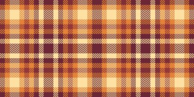 Ekose desenli, ekose desenli, kostüm tartan tartlı. Kırmızı ve turuncu renk paletinde bej kumaş desenli tekstil vektörü.