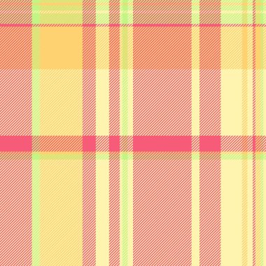 Hardal desenli tekstil, ekose vektörünü kontrol et. Hediye kağıdı kumaşı, sarı ve kırmızı renk paletinde kusursuz arkaplan..