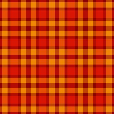 Ekose desenli tekstil alın, çizgili geçmiş taraması yapın. Turuncu ve kırmızı renk paleti ile gösterişli, pürüzsüz vektör kumaşı.