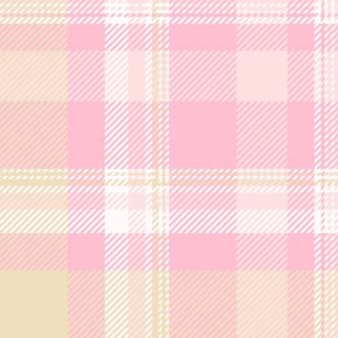 60 'ların tartan dokusu, yatak kumaşı pürüzsüz kontrol. Pijama desenli ekose tekstil pembe ve sisli gül rengi paleti.