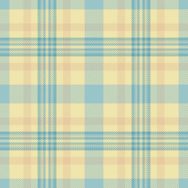 İnce ekose kumaş, kat kat desenli tartan. Okula geri dön. Kumaş arka plan soluk altın sarısı ve pastel renk paletinde pürüzsüzdür..