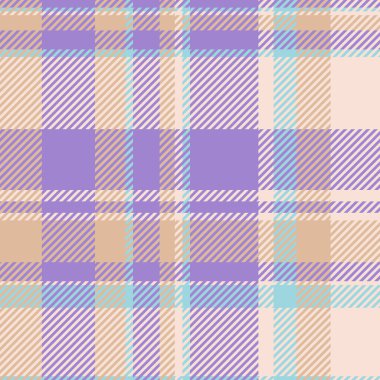 Damalı vektör kontrol kumaşı, seçili ekose arka plan dokusu. Işık ve menekşe renkleri paletinde gerçekçi, pürüzsüz tartan desenli..