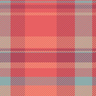 Müthiş desenli tartan vektör, duygusal doku tekstil arka planı. Gurur kontrolü ekose kumaş dikişsiz kırmızı ve pastel renk paleti.