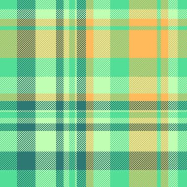 Küçük, pürüzsüz arka plan vektörü. Tartan kumaş tekstili. Açık ve yeşil renk paletinde doğal desen desenli ekose denetimi.