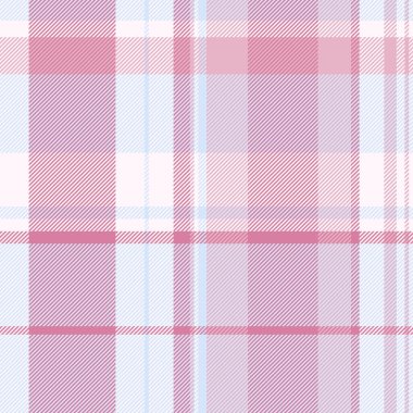 Renkli tartan kumaş ekose, kendine özgü vektör kontrolü. Aydınlık ve pembe renk paletinde yorgansız kumaş dokusu.