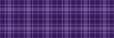 Fikir kontrol vektörü tekstil, flanel ekosesiz arka plan. Mor ve çivit renk paletinde yoğun desen tartan kumaş deseni.