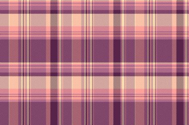 Geleneksel tartan arka plan vektörü, ürün kontrol dokusu modeli. Pembe ve kırmızı renk paletinde bükümsüz ekoseli kumaş..
