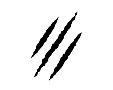 Pençe çizikleri, hayvan işaretleri tasarım unsuru, cadılar bayramı için dövme ve dekor. Siyah siluet, vektör çizimi beyaz arkaplanda izole edildi.