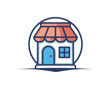 Mobil ve yerel pazar markaları için alışveriş mağazası logosu. Çevrimiçi mağaza simgeleri ödemeler, nakliyat ve satış için basit minimalist işaret, vektör illüstrasyonu.