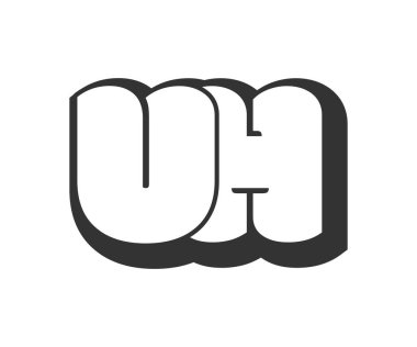 Uh logo, balon komedi harfleri, graffiti stili siyah beyaz siluet şeklinde yuvarlak. Festival partisi için son moda U ve H harf metni, kişisel baş harfler, çocuklar için funky prinky ve web.
