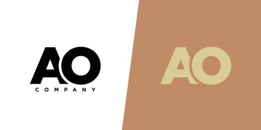 A ve O harfi, AO logo tasarım şablonu. İlk tabanlı asgari monogram logosu.