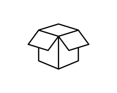 Teslimat vektör simgesi. Kargo karton kutu simgeleri. Karton paket imzalama çizgisi geometrik şekilleri.