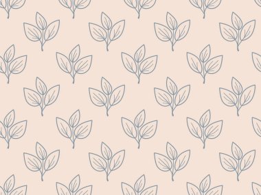 El çizimi çiçek desenli vektör tasarımı. Bitki ve yaprak ile basit bir süs. Kumaş baskı kumaşı.