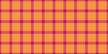 Tarzlı arka plan kontrolü, golf sahasında dikiş izi. Fransa ekose tekstil dokusu pembe ve turuncu renk paletinde.