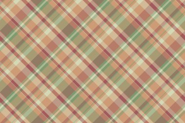 Yeni yıl tartan tekstil kusursuz, sadelik vektör kontrolü. Pastel ve turuncu renk paletinde ekose kumaş desenini tekrarla.