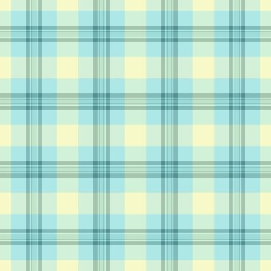Retro arka plan dikişsiz dokusu, kumaş ekoseli kumaşı kapsıyor. Işık ve gök mavisi renk paletinde müşteri tartan desenli tekstil vektörü.