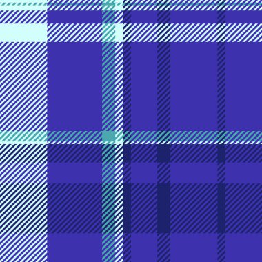 Ekose vektör arkaplan baskısı, pasaklı tekstil tartan deseni. Çivit mavisi ve mavi renk paletinde estetik kumaş kusursuz kontrol dokusu.
