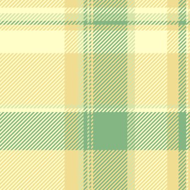 Fibröz tekstil özgeçmiş kontrolü, rahat kumaş vektörü pürüzsüz. Katlanmış tartan deseni deseni ışık ve sarı renk paletinde.
