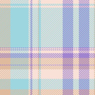 İngiliz ekose kumaş arka planı, ince desenli kusursuz vektör. İspanyol tekstil denetimi açık ve mor renk paletinde tartan dokusu.