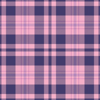 Renkli kontrol kumaş vektörü, pastel dikişsiz tekstil tartan. Çivit ve açık renk paletinde dekolte desenli ekoseli arkaplan.