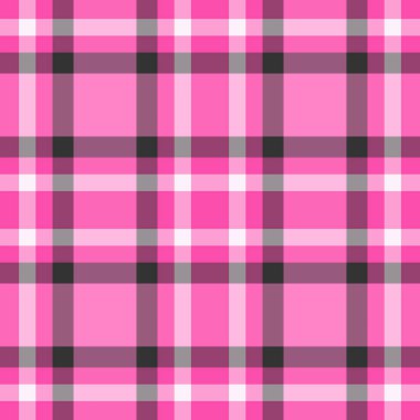 Moda ekoseli tarama desenleri, kumaş arkaplansız. Pembe ve sıcak pembe renk paletinde ince tartan tekstil dokusu vektörü.