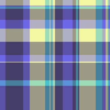 Hediye kağıdı arka plan deseni, golf vektörü tekstil kumaşı. Düz ekose ekose, çivit ve pastel renk paleti..