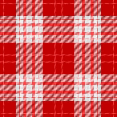 Hispanik kumaş vektörü kusursuz, dağınık tartan ekoseli. Kırmızı ve gainsboro renk paleti ile kral desen tekstil arkaplanı.