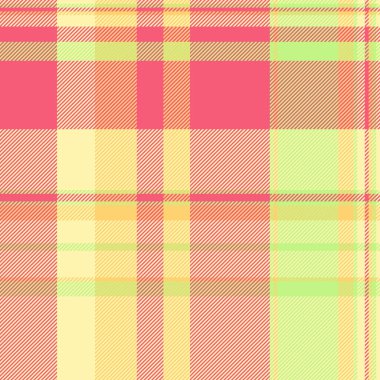 Geçmişi kusursuz kadın dokusu, vektör tekstil kontrolü. Seçim kumaşı desenli ekose ekose sarı ve kırmızı renk paleti.